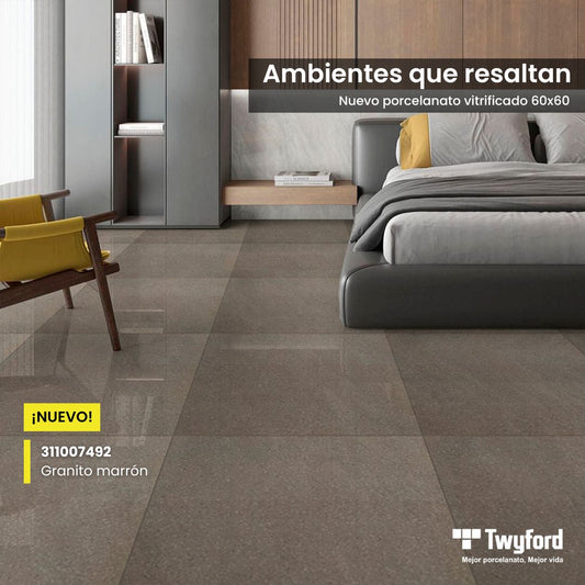 PORCELANATO VITRIFICADO 60X60 GRANITO MARRON