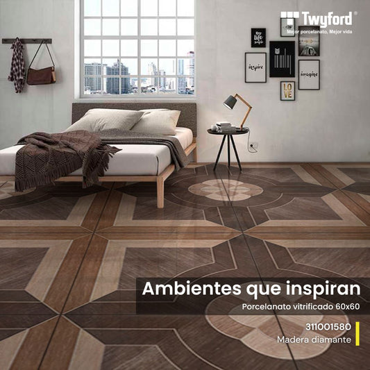 PORCELANATO VITRIFICADO 60X60 MADERA DIAMANTE