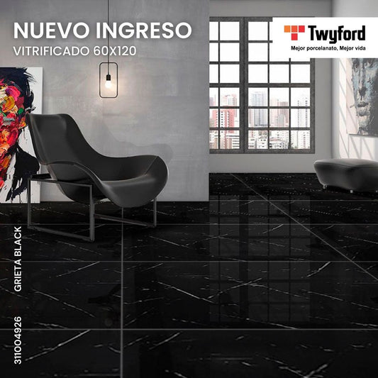 PORCELANATO VITRIFICADO 60X120 GRIETA BLACK