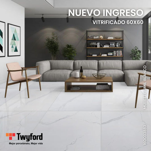 PORCELANATO VITRIFICADO 60X60 MURETTE SIMIL BLANCO